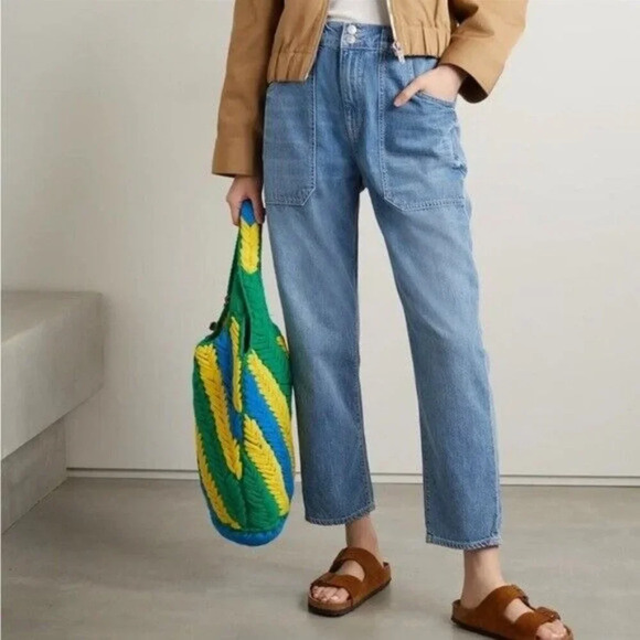 VERONICA BEARD Arya Straight-leg Cargo Jeans In Denim Nova Size 27 - Picture 1 of 10